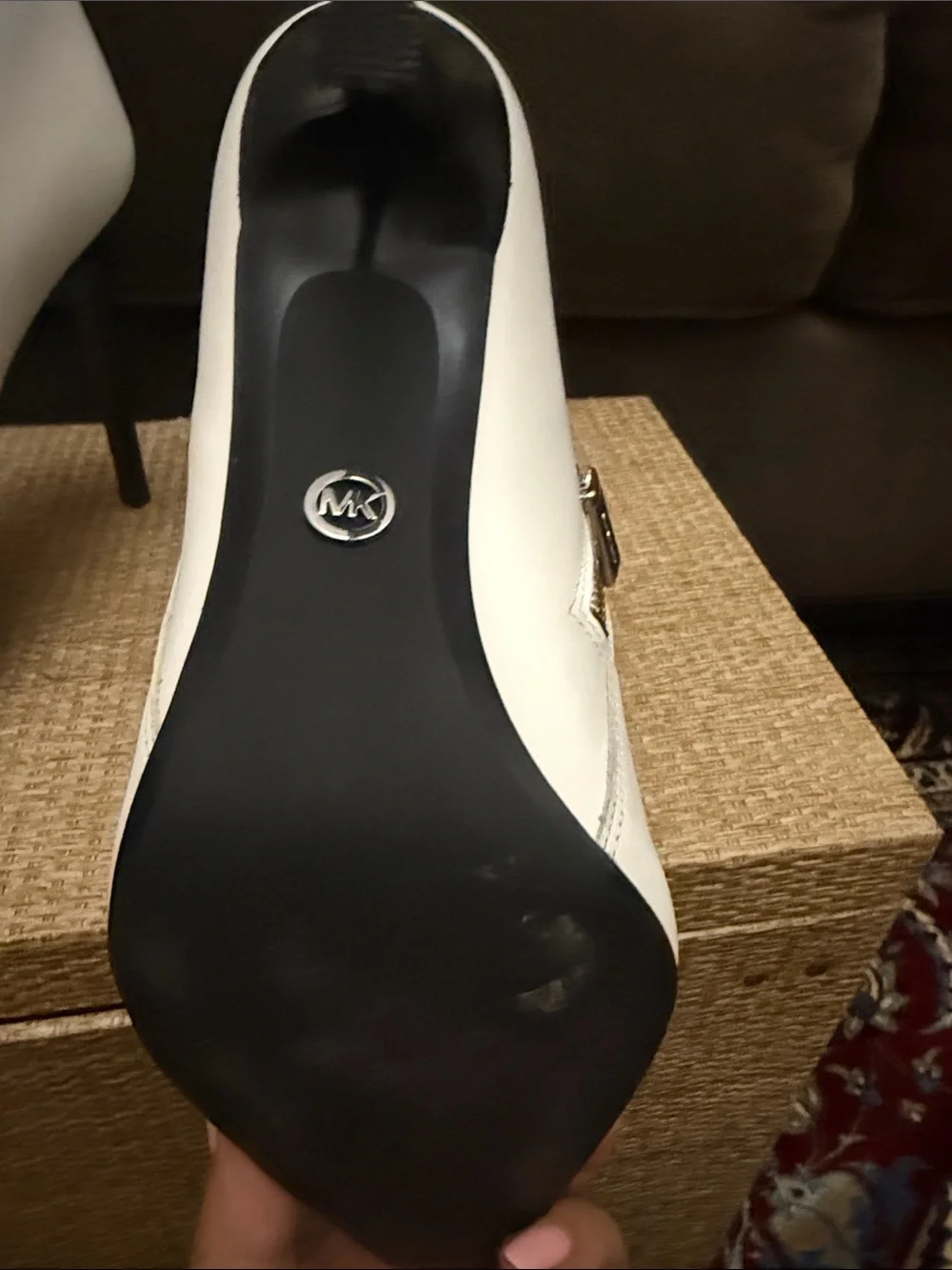 Michael Kors White Pointed Toe Side-Zip Ankle Booties